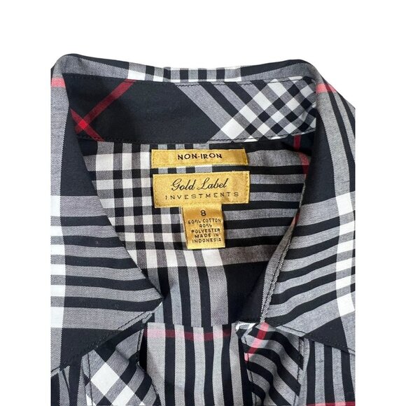 Gold Label Investments Women's Black Plaid Buttoned Down Top - Picture 3 of 6
